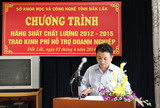 Đồng chí Vương Hữu Nhi - Phó Giám đốc Sở KH&CN phát biểu tại buổi trao kinh phí