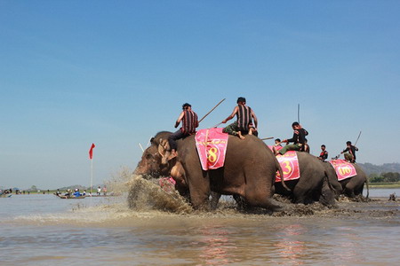 Tranh tài ở nội dung chạy dưới nước.