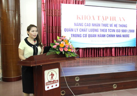 Bà Nguyễn Thị Chu Nga - Chi cục phó Chi cục TĐC, phát biểu khai mạc Khóa tập huấn.