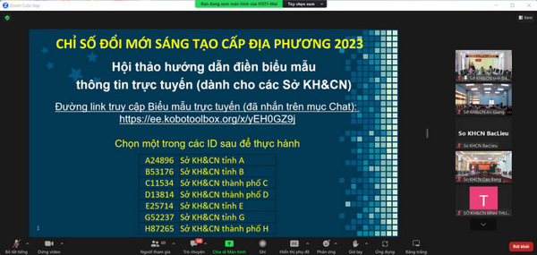 Hội thảo hướng dẫn điền biểu mẫu thu thập thông tin trực tuyến Bộ chỉ số ĐMST cấp địa phương năm 2023