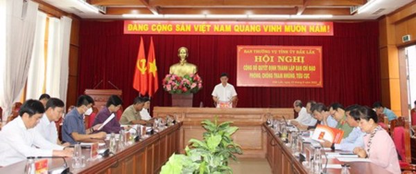 Đắk Lắk công bố Quyết định thành lập Ban Chỉ đạo Phòng chống tham nhũng tiêu cực