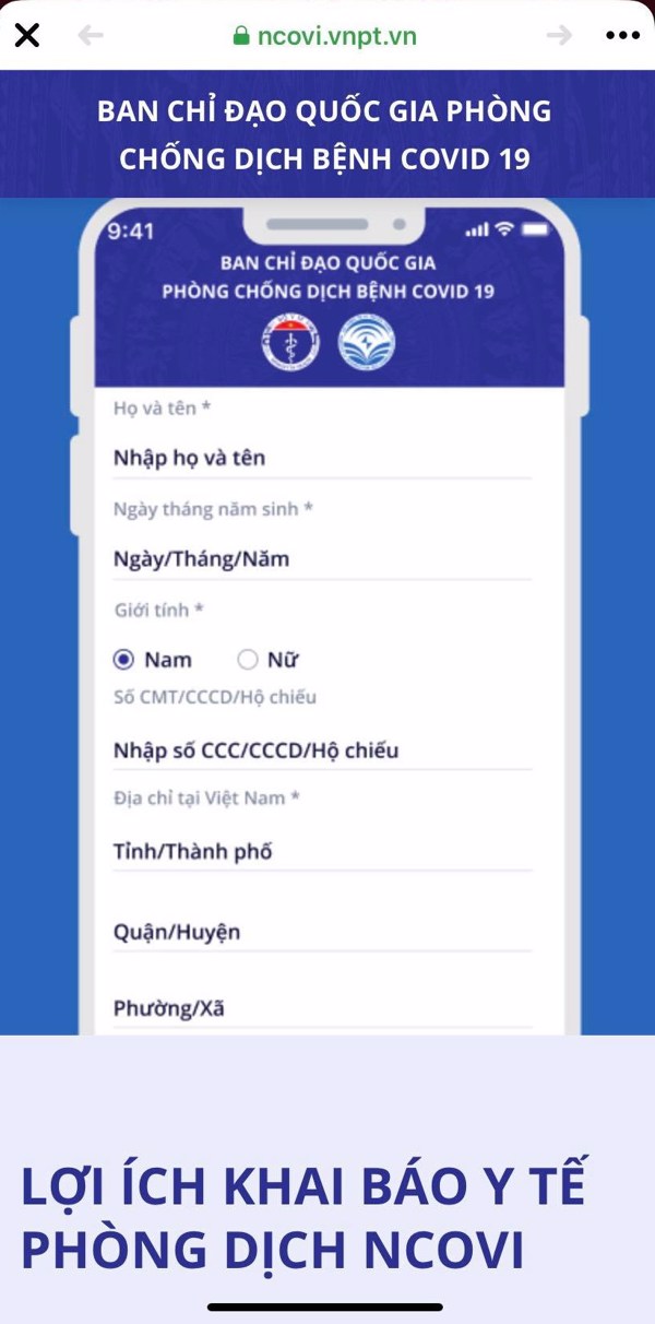 Hoàn tất bản giới thiệu ứng dụng NCOVI.VNPT