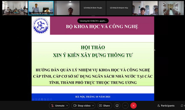 Hội thảo trực tuyến góp ý Thông tư "Hướng dẫn quản lý nhiệm vụ KH&CN cấp tỉnh, cấp cơ sở sử dụng NSNN tại các tỉnh, thành phố trực thuộc Trung ương"