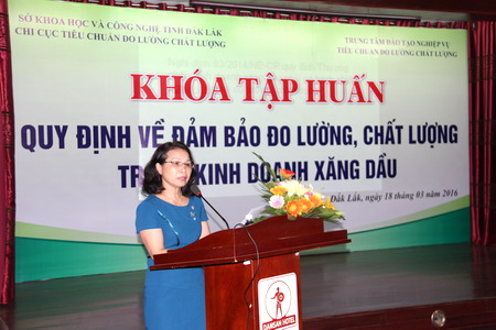 Bà Lê Thị Thành - Phó Giám đốc Sở KH&CN phát biểu khai mạc Hội nghị