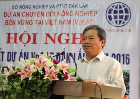 Ông Huỳnh Quốc Thích – Phó Giám đốc Sở Nông nghiệp và Phát triển nông thôn tỉnh, Giám đốc Dự án phát biểu tại Hội nghị